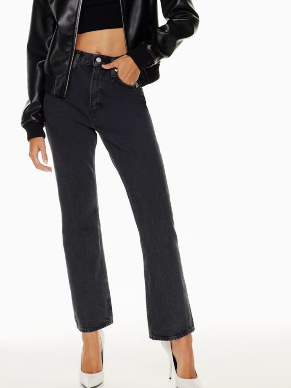 Agolde High Rise Ankle Vintage Bootcut Black Denim Jeans Size 28
